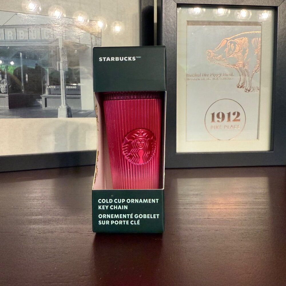 Starbucks Cold Cup Ornament Key Chain Red/Pink NIB